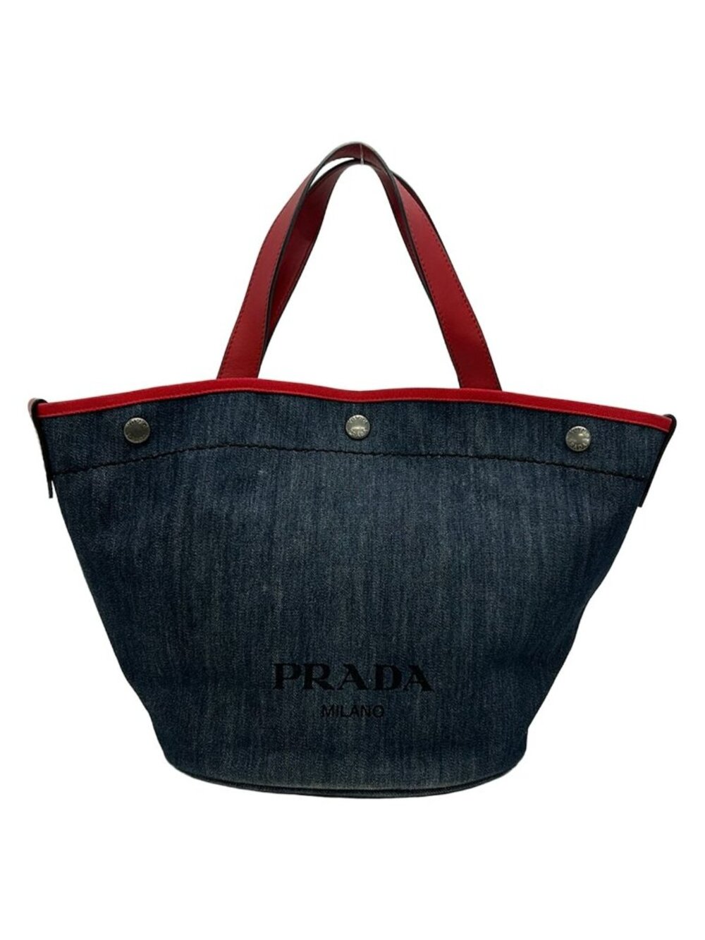 Prada Tote Navy Red Leather